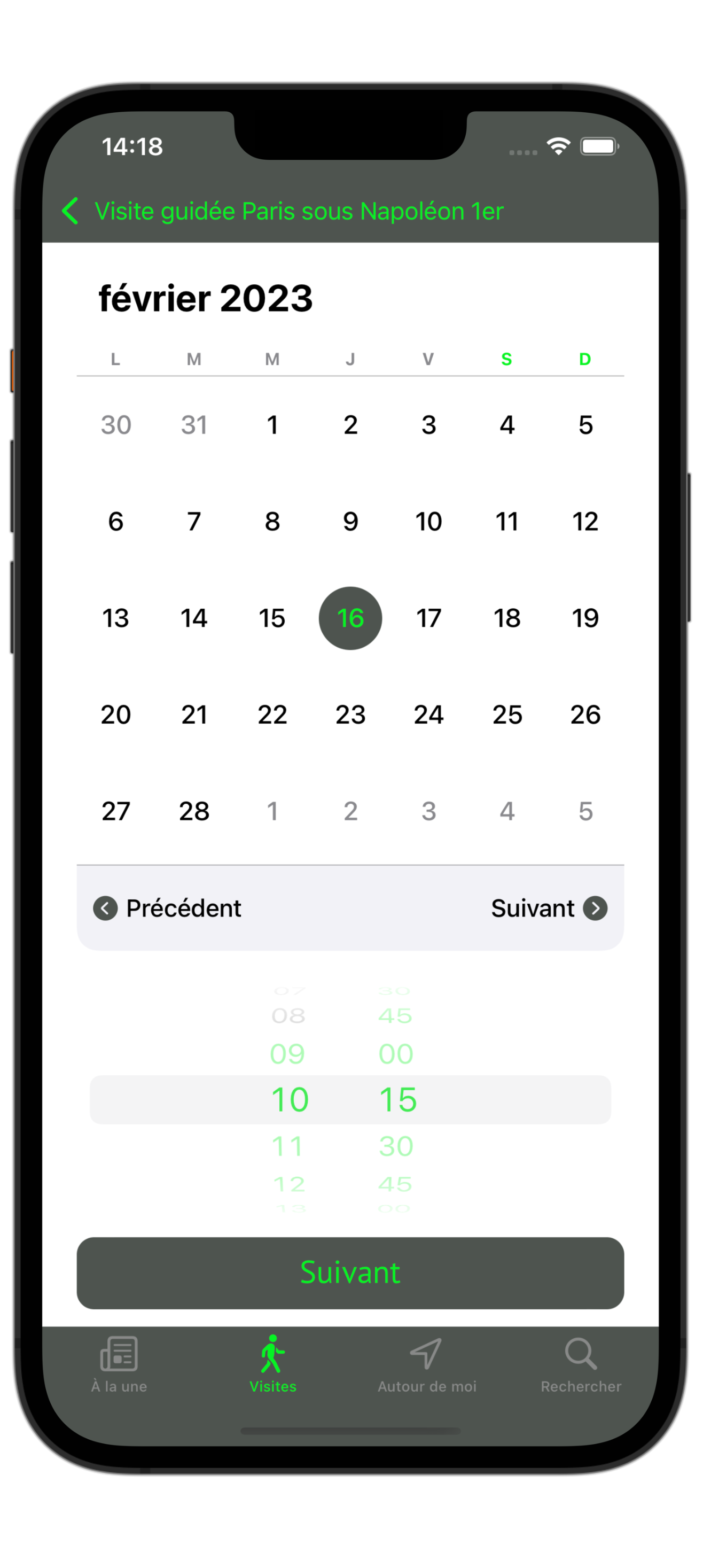 Paris Promeneurs calendar view